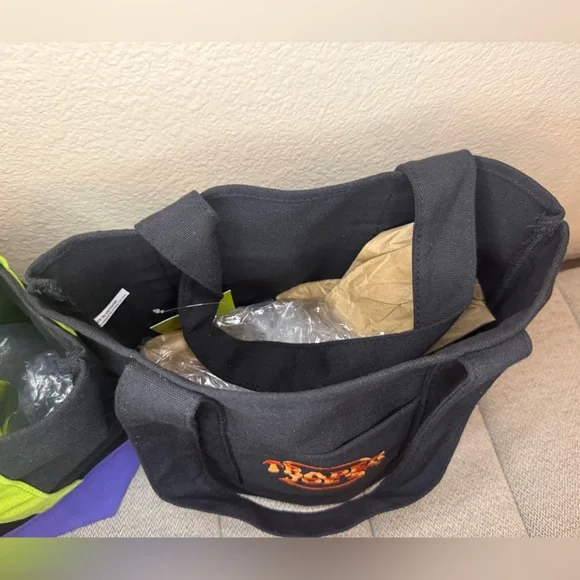 Trader Joe's Mini Canvas Tote Bag Set - Black and Purple (2) - Picture 6 of 12